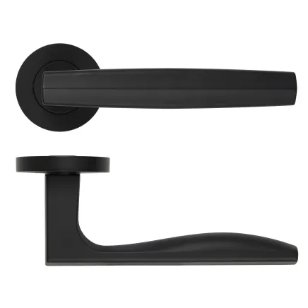 Zoo Hardware Appenine Lever On Round Rose - Oscuro Matt Black