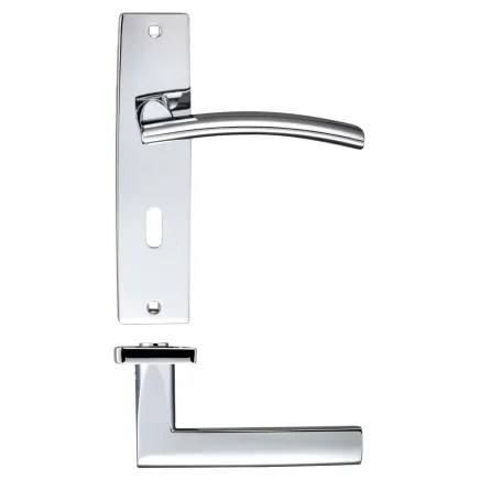 Zoo Hardware Amalfi lever on lock backplate - Polished Chrome
