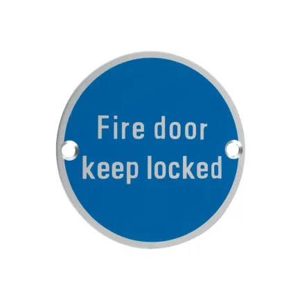 Zoo Hardware Signage - Fire Door Keep Locked - Satin Aluminium