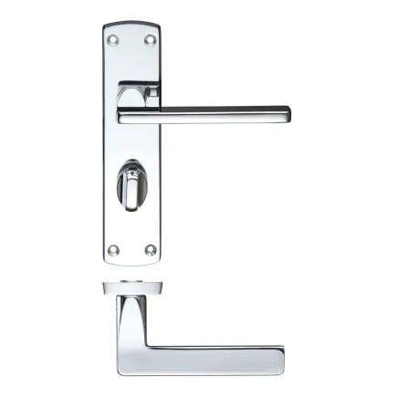 Zoo Hardware Leon lever on bathroom backplate - Polished Chrome