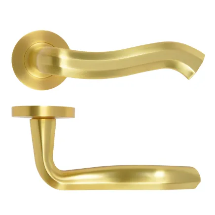 Zoo Hardware Rococo Lever On Round Rose - Satin Brass