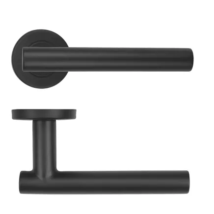 Zoo Hardware 19mm Straight T-Bar Lever on Round Rose 52mm x 8mm Push-on Rose - BS EN 1906 Grade 3 - Grade 201 - PCB