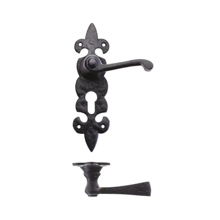 Zoo Hardware Lever on Fleur de Lys Euro Backplate - Black