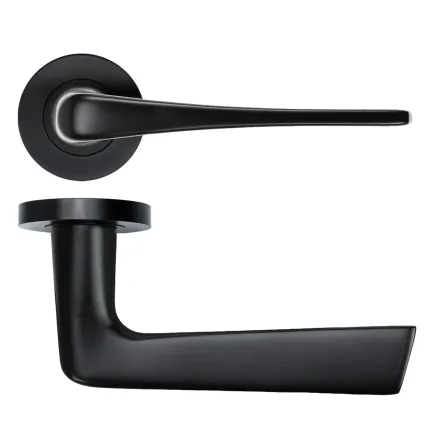 Zoo Hardware Como Lever on Round Rose - Black