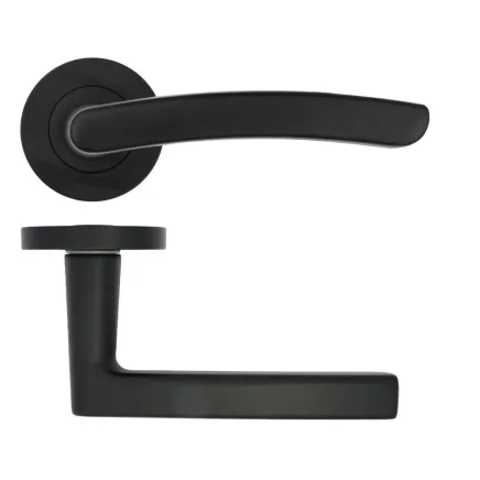 Zoo Hardware Santiago lever on rose - Matt Black