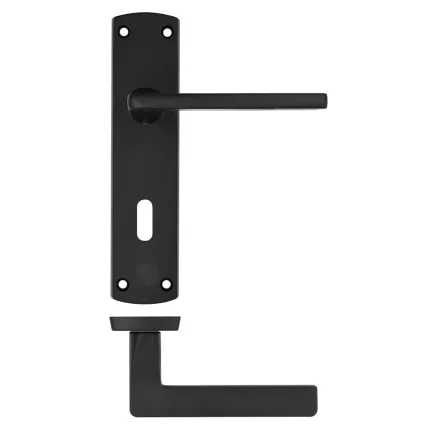 Zoo Hardware Leon lever on lock backplate - Matt Black