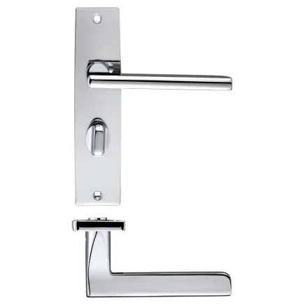 Zoo Hardware Venice lever on bathroom backplate - Polished Chrome
