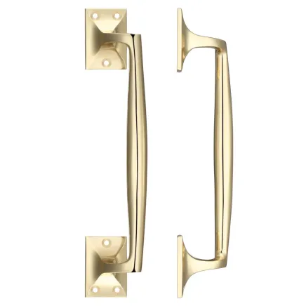 Zoo Hardware Pull Handle on Square Rose - Polished Brass