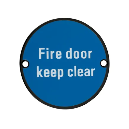 Zoo Hardware Fire Door Keep Clear - 76mm dia - Black