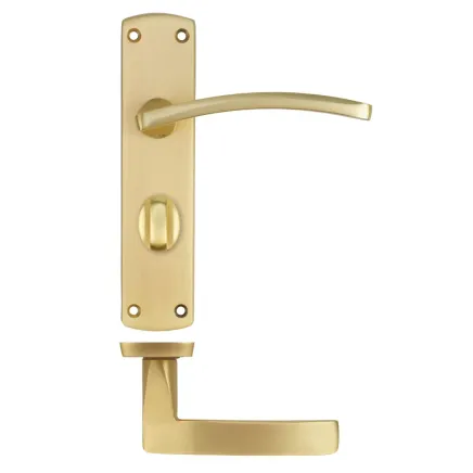 Zoo Hardware Toledo lever on bathroom backplate - Satin Brass