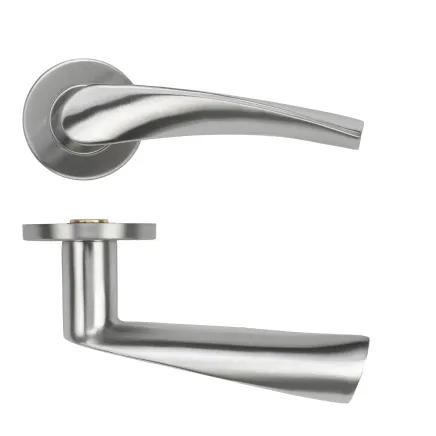 Zoo Hardware Twist Lever on Round Rose 53mm x 6mm Push-on Rose - BS EN 1906 Grade 3 - Grade 201 - Satin Stainless