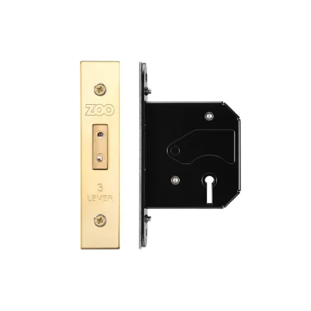 Zoo Hardware 3 Lever Replacement Dead Lock - 64mm c/w PVD Forend and Strike