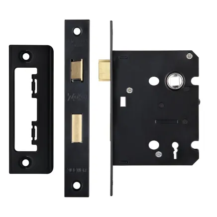 Zoo Hardware 3 Lever Sash Lock 3" - smaller case - Powder Coat Black