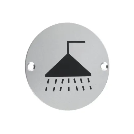 Zoo Hardware Signage - Shower - Satin Aluminium