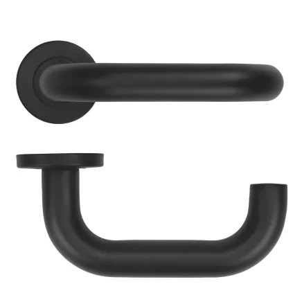 Zoo Hardware 22mm Tubular Return to Door Lever on Round Rose 52mm x 8mm Push-on Rose - BS EN 1906 Grade 3 - Grade 201 - PCB