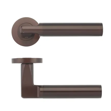 Zoo Hardware Milan lever on round rose - Etna Bronze