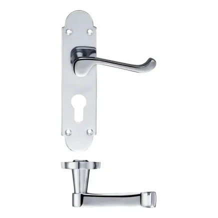 Zoo Hardware Project Oxford lever on euro backplate - 168mm x 42mm - Polished Chrome