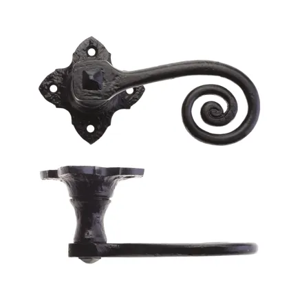Zoo Hardware Curly Tail Lever on Square Rose - 2" - Black