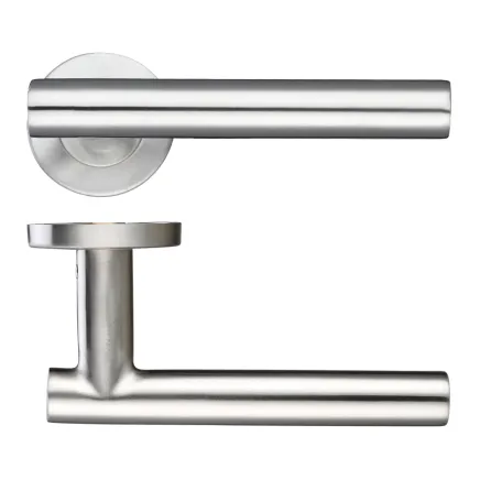 Zoo Hardware 19mm Straight T-Bar Lever - Push On Rose - 52mm Dia - Grade 201 - Satin Stainless
