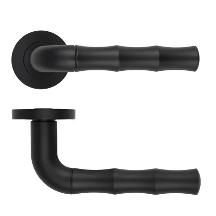 Zoo Hardware Vasco Lever On Round Rose - Oscuro Matt Black