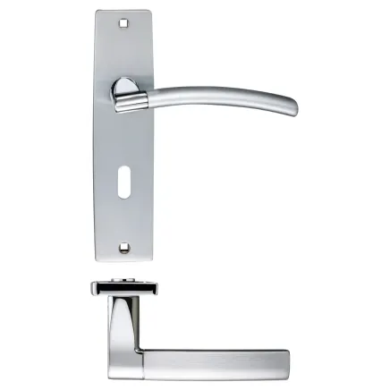 Zoo Hardware Amalfi lever on lock backplate - Satin Chrome / Polished Chrome