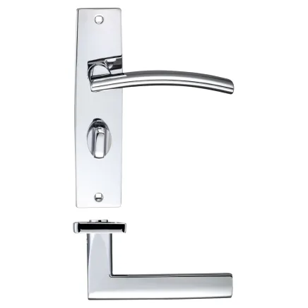Zoo Hardware Amalfi lever on bathroom backplate - Polished Chrome