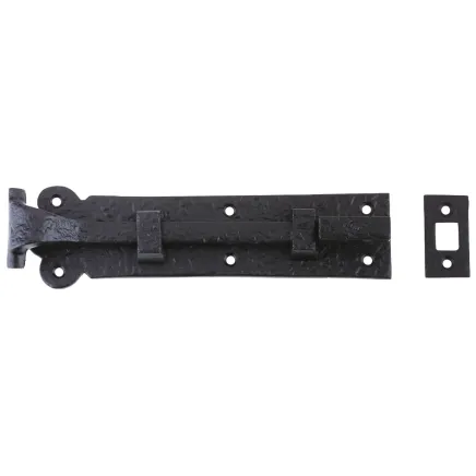 Zoo Hardware Cranked Plain Door Bolt - 200mm x 48mm - Black