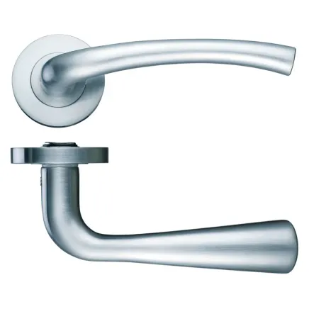 Zoo Hardware Assisi lever on round rose - Satin Nickel