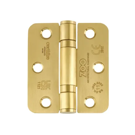 Zoo Hardware Grade 11 Ball Bearing Hinge Stainless Steel Radius - Grade 201 -76 x 67 x 2.5mm - PVD Satin Brass