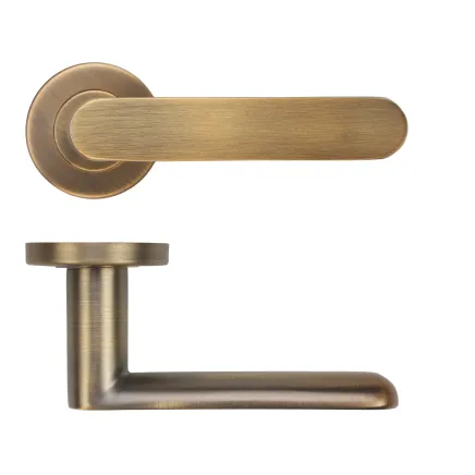 Zoo Hardware Atlas Lever on Round Rose 52mm x 8mm Push-on Rose - BS EN 1906 Grade 3 - Grade 201 - Antique Brass