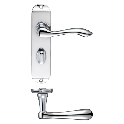 Zoo Hardware Arundel Lever Bathroom (57mm c/c) Furniture - Short Plate - Chrome