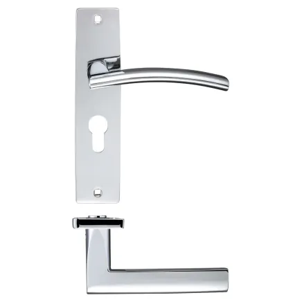 Zoo Hardware Amalfi lever on euro backplate - Polished Chrome