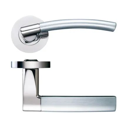 Zoo Hardware Amalfi lever on round rose - Polished Nickel / Satin Nickel