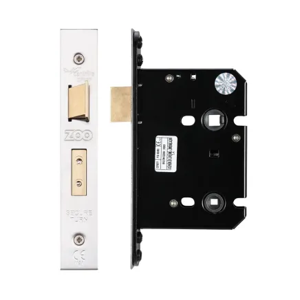 Zoo Hardware Bathroom Lock - 76mm C/W PVD Forend and Strike - Satin Stainless
