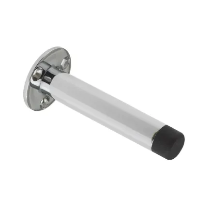 Zoo Hardware Door Stop - Cylinder with Rose 90mm - Face Fix - Chrome
