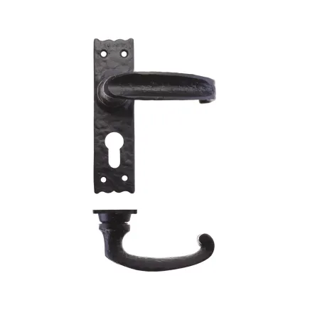 Zoo Hardware Traditional Slimline Thumb Lever on Euro Backplate - - Black