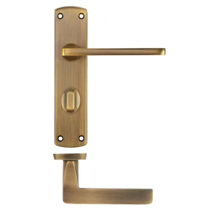 Zoo Hardware Leon lever on bathroom backplate - Antique Brass