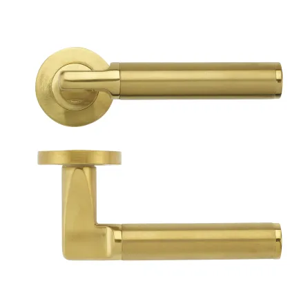 Zoo Hardware Milan lever on round rose - Favo Satin Brass