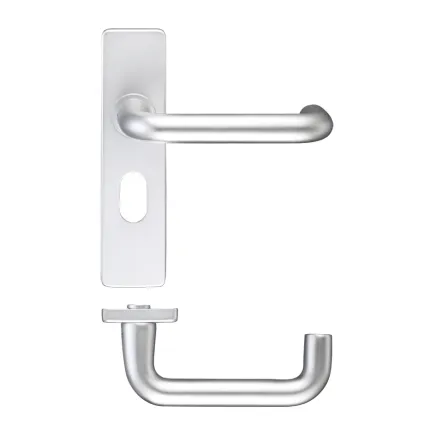Zoo Hardware Return to Door Lever on Oval Profile Backplate (48.5MM) - Satin