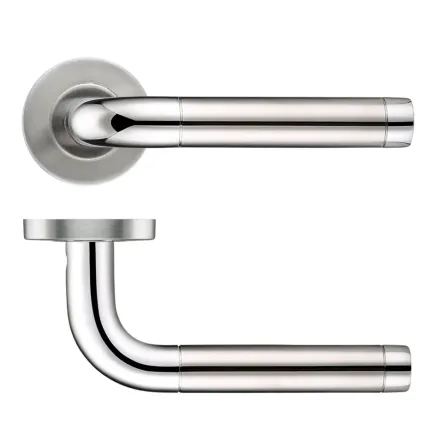 Zoo Hardware 19mm Radius Dual Finish Lever - Push On Rose - 52mm Dia - Grade 201 - Stainless Steel