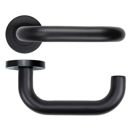 Zoo Hardware Maggiore Lever on Round Rose - Black