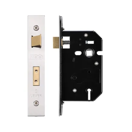Zoo Hardware 3 Lever Replacement Sash Lock - 64mm c/w PVD Forend and Strike - Satin Stainless