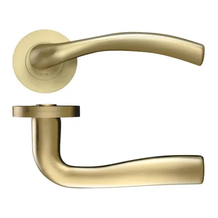 Zoo Hardware Siena lever on round rose - Favo Satin Brass