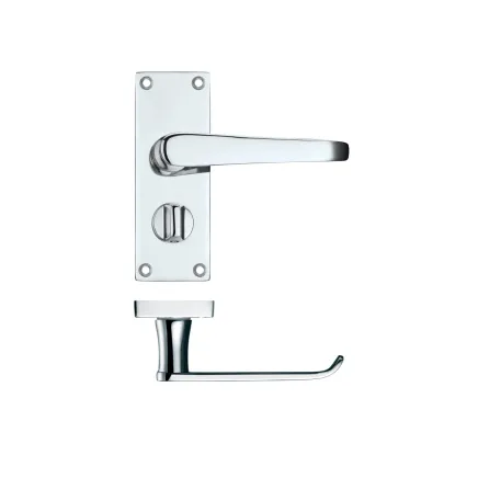 Zoo Hardware Project Victorian flat lever on privacy backplate - 114 x 40mm - Polished Chrome