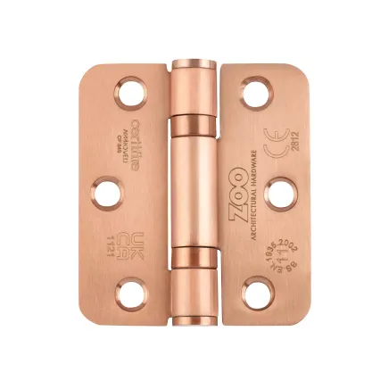 Zoo Hardware Grade 11 Ball Bearing Hinge Stainless Steel Radius - Grade 201 -76 x 67 x 2.5mm - Tuscan Rose Gold