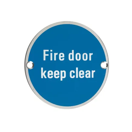 Zoo Hardware Fire Door Keep Clear - 76mm dia - Stainless Steel