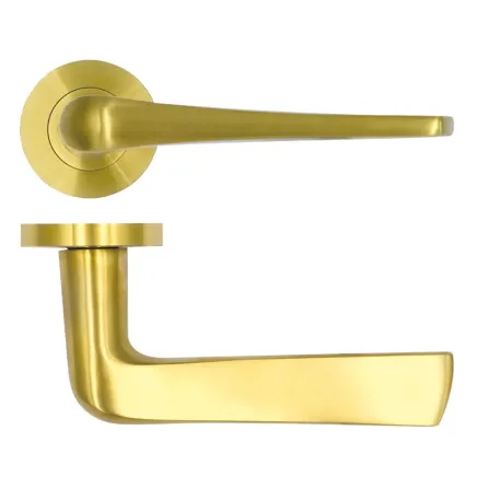 Zoo Hardware Como Lever on Round Rose - PVD Satin Brass