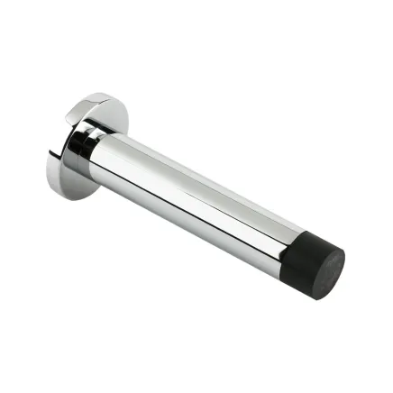 Zoo Hardware Door Stop - Cylinder c/w Rose 80mm - Polished Chrome
