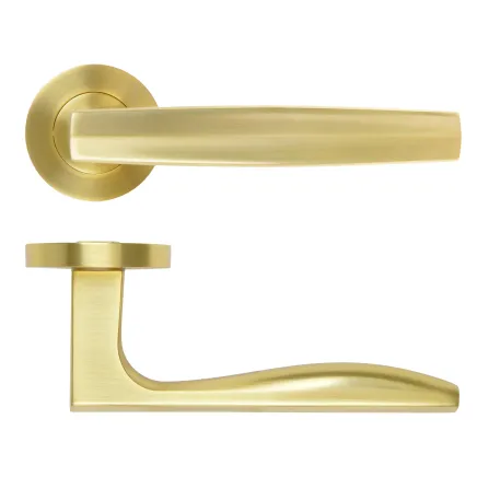 Zoo Hardware Appenine Lever On Round Rose - Satin Brass