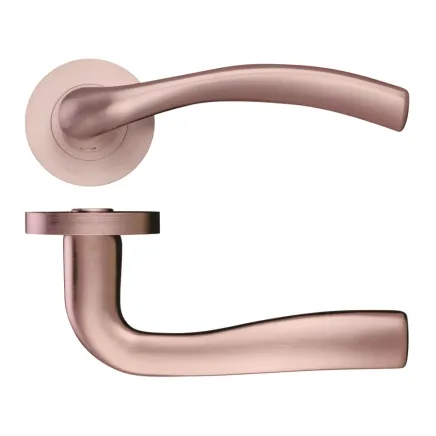 Zoo Hardware Siena lever on round rose - Tuscan Rose Gold